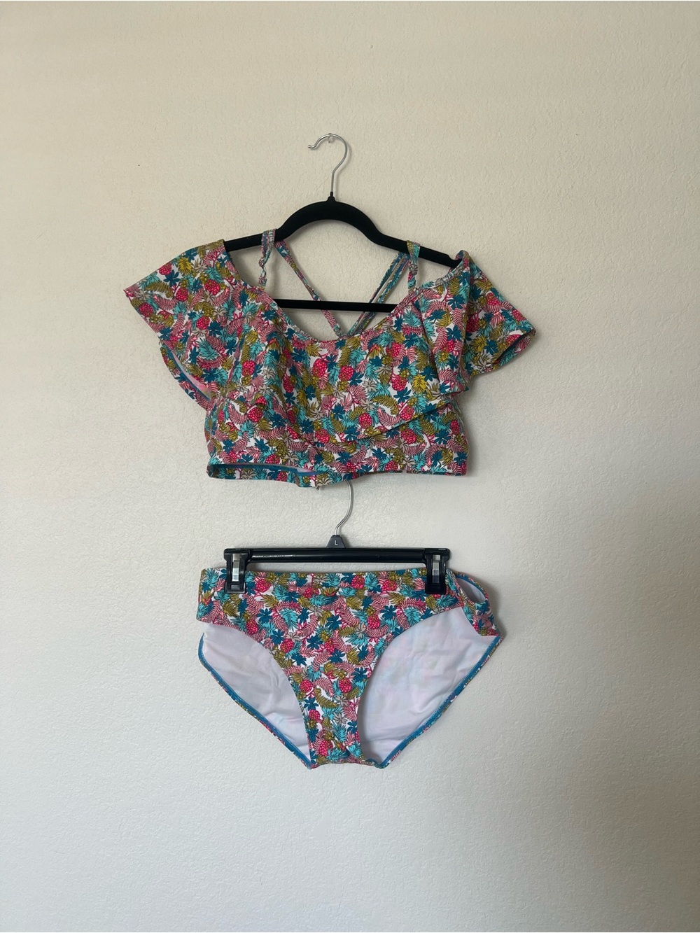 Floral Ruffle Bandeau Bikini Set in Multicolor